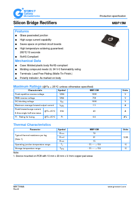 MBF15M Datasheet PDF Galaxy Semi-Conductor