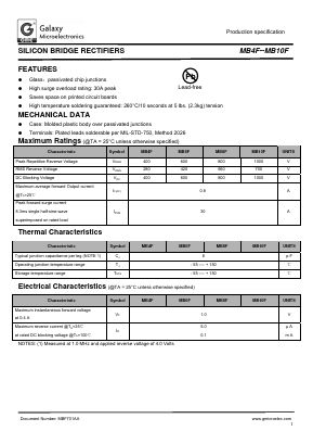 MB8F Datasheet PDF Galaxy Semi-Conductor