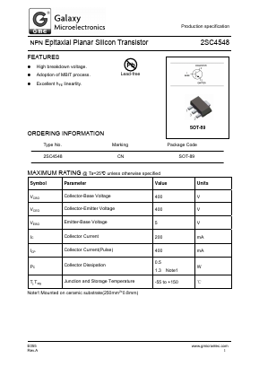 2SC4548 Datasheet PDF Galaxy Semi-Conductor