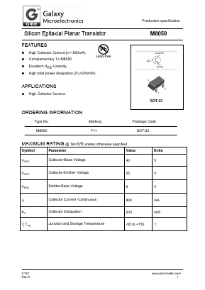 M8050 Datasheet PDF Galaxy Semi-Conductor