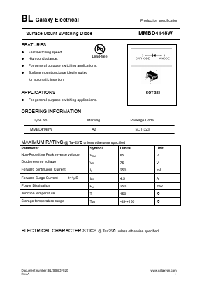 MMBD4148W Datasheet PDF Galaxy Semi-Conductor