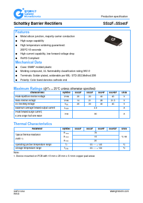 SS34F Datasheet PDF Galaxy Semi-Conductor