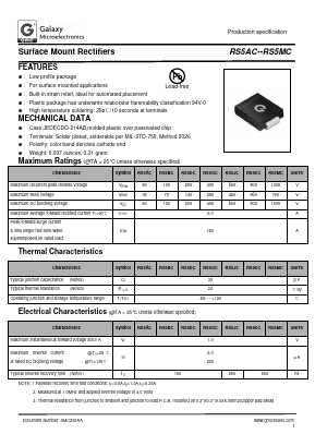 RS5JC Datasheet PDF Galaxy Semi-Conductor
