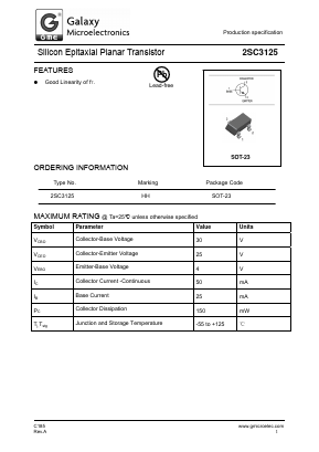 2SC3125 Datasheet PDF Galaxy Semi-Conductor