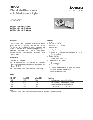 HDSP-701G Datasheet PDF Broadcom Corporation