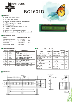 BC1601D Datasheet PDF BOLYMIN Inc