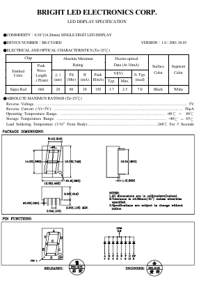 BS-C516RD Datasheet PDF BRIGHT LED ELECTRONICS CORP