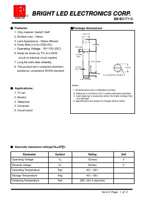 BB-B3171-C Datasheet PDF BRIGHT LED ELECTRONICS CORP