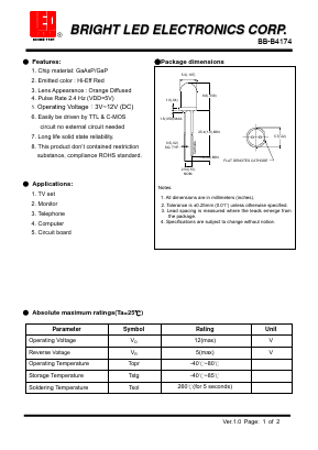 BB-B4174 Datasheet PDF BRIGHT LED ELECTRONICS CORP