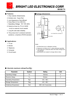 BB-B6174 Datasheet PDF BRIGHT LED ELECTRONICS CORP