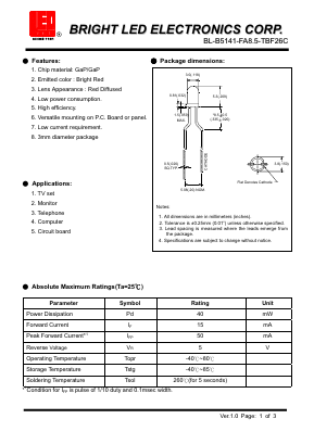 BL-B5141-FA8.5-TBF26C Datasheet PDF BRIGHT LED ELECTRONICS CORP