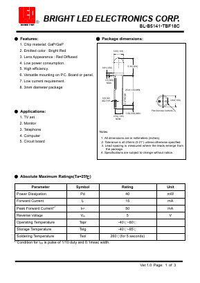 BL-B5141-TBF18C Datasheet PDF BRIGHT LED ELECTRONICS CORP