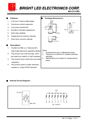 BS-C314RD Datasheet PDF BRIGHT LED ELECTRONICS CORP