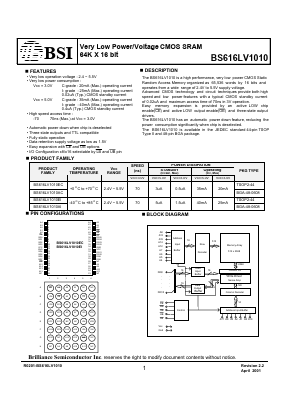 BS616LV1010EI Datasheet PDF Brilliance Semiconductor