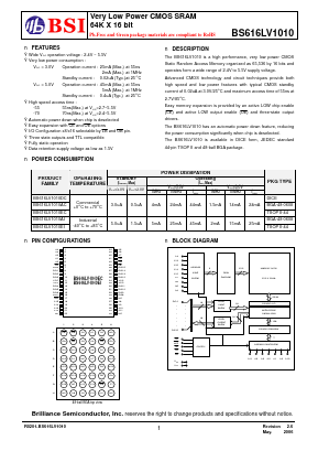 BS616LV1010EC55 Datasheet PDF Brilliance Semiconductor