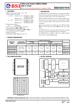 BS616UV1010EC Datasheet PDF Brilliance Semiconductor