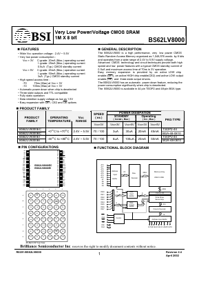 BS62LV8000BI-10 Datasheet PDF Brilliance Semiconductor