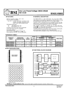 BS62LV8003BC Datasheet PDF Brilliance Semiconductor