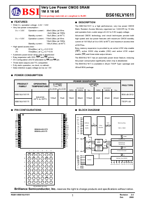BS616LV1611TI55 Datasheet PDF Brilliance Semiconductor