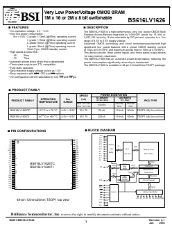BS616LV1626TC-55 Datasheet PDF Brilliance Semiconductor