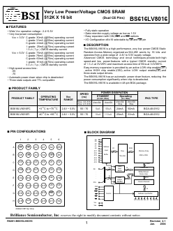 BS616LV8016FCG55 Datasheet PDF Brilliance Semiconductor