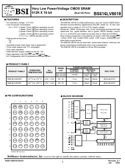 BS616LV8018FIG55 Datasheet PDF Brilliance Semiconductor