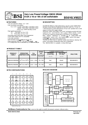 BS616LV8023BI-10 Datasheet PDF Brilliance Semiconductor