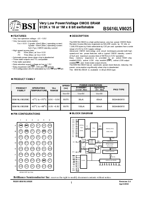 BS616LV8025BC-55 Datasheet PDF Brilliance Semiconductor
