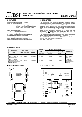 BS62LV2003TI Datasheet PDF Brilliance Semiconductor