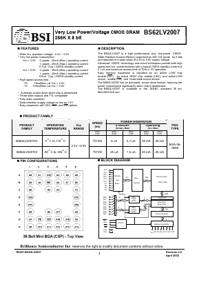 BS62LV2007HC Datasheet PDF Brilliance Semiconductor