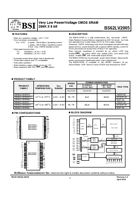 BS62LV2005SI-55 Datasheet PDF Brilliance Semiconductor