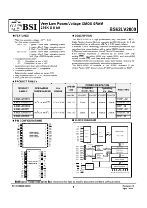BS62LV2000SC-70 Datasheet PDF Brilliance Semiconductor