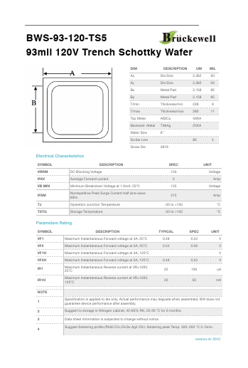 BWS-93-120-TS5 Datasheet PDF Bruckewell Technology LTD