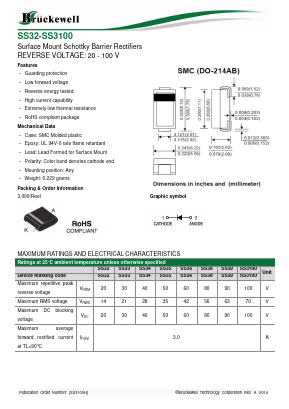 SS34 Datasheet PDF Bruckewell Technology LTD