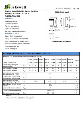 SS32A Datasheet PDF Bruckewell Technology LTD