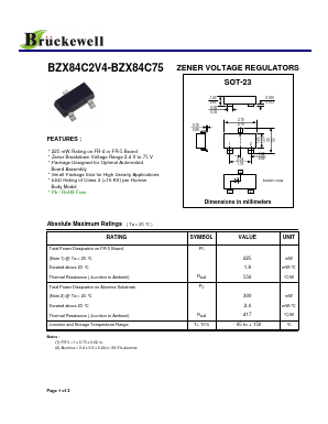 BZX84C51 Datasheet PDF Bruckewell Technology LTD