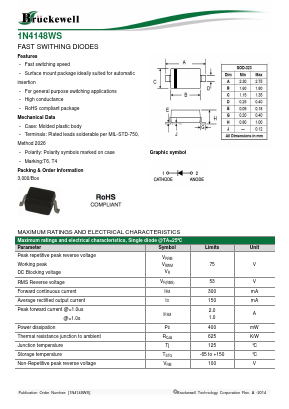 1N4148WS Datasheet PDF Bruckewell Technology LTD