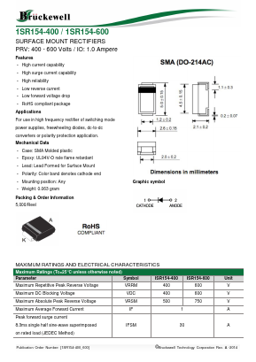 1SR154-400 Datasheet PDF Bruckewell Technology LTD