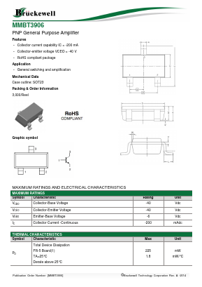 MMBT3906 Datasheet PDF Bruckewell Technology LTD