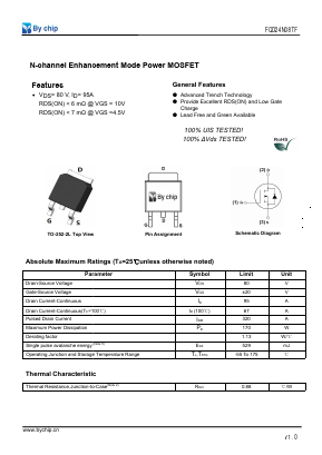 FQD24N08TF Datasheet PDF BYCHIP ELECTRONICS CO., LIMITED