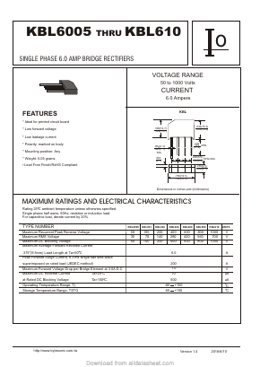 KBL610 Datasheet PDF Bytesonic Electronics Co., Ltd.