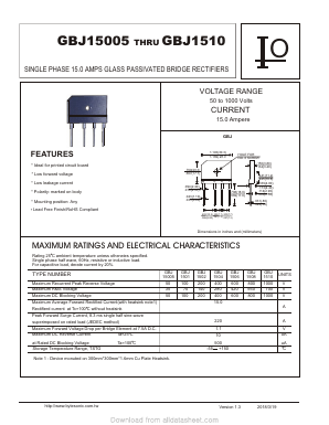 GBJ15005 Datasheet PDF Bytesonic Electronics Co., Ltd.