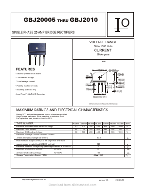 GBJ20005 Datasheet PDF Bytesonic Electronics Co., Ltd.