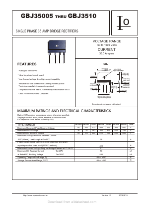 GBJ3510 Datasheet PDF Bytesonic Electronics Co., Ltd.