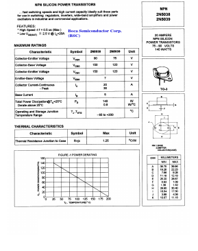 2N5038 Datasheet PDF Boca Semiconductor