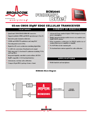 BCM2085 Datasheet PDF Broadcom Corporation