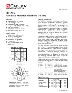 KH205AK Datasheet PDF Cadeka Microcircuits LLC.