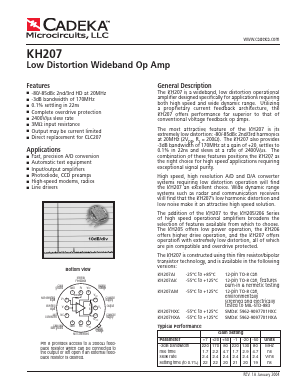 KH207HXC Datasheet PDF Cadeka Microcircuits LLC.
