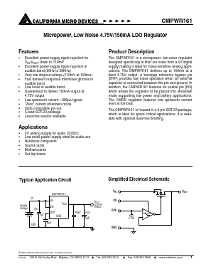 CMPWR161 Datasheet PDF California Micro Devices Corp