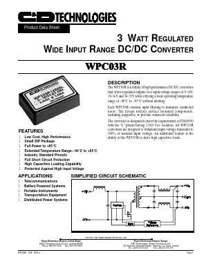 WPC03R24S05 Datasheet PDF C AND D TECHNOLOGIES